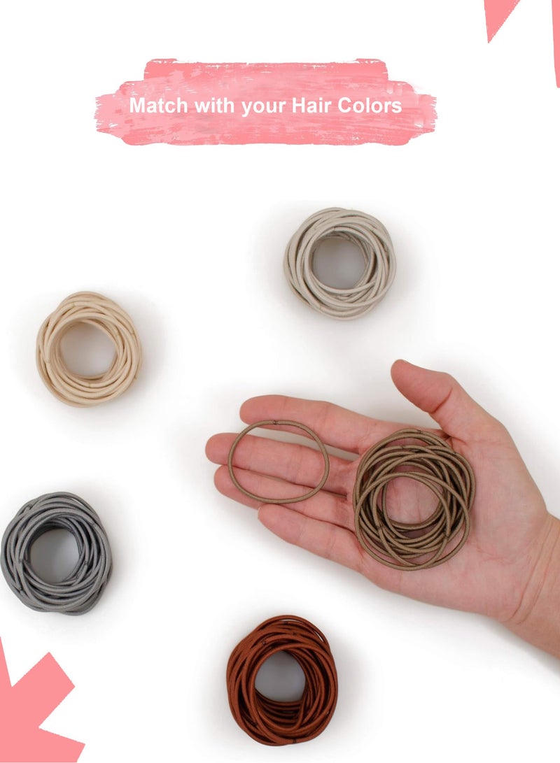 Lelet 2mm Hair Elastics, Color Match Hair Ties for Fine Hair, 1.75 Inch Standard Size Ponytail Holders, Hair Bands - 30 Count-Beige Blonde - Image 5