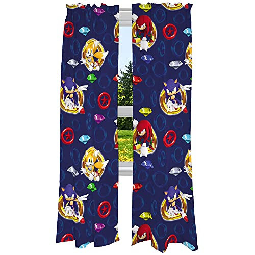 Franco Kids Room Window Curtains Drapes Set, 82 in x 84 in, Sonic The Hedgehog, Anime - Image 1
