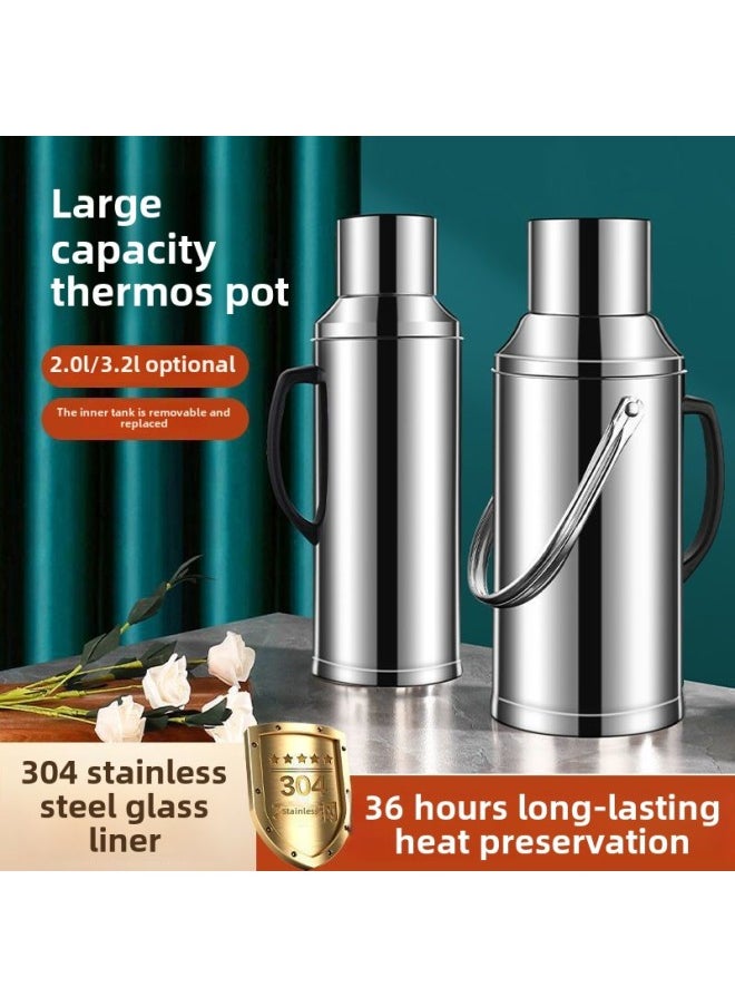 Generic - 304 Stainless Steel Thermos Thick Wine Hotel Restaurant Tea House Thermos Hotel Commercial Large Capacity Thermos Direct Selling-Color:304 Flagship Model [special Effect Insulation For 48 Hours]-Capacity:3.2l ( 3.2kg Water) Flat Cover Bronze - Image 1