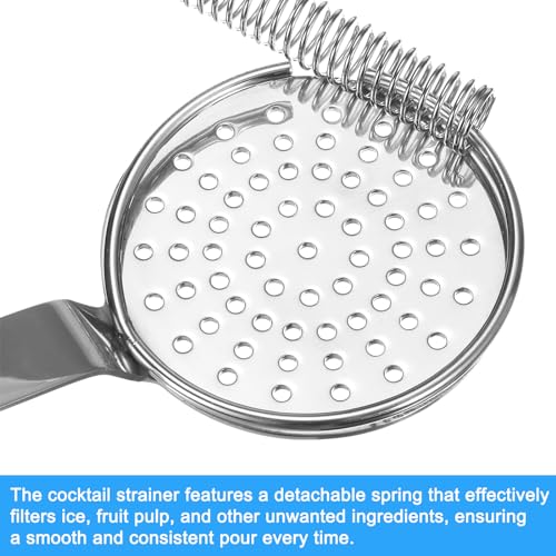 uxcell Cocktail Strainer, 1pcs - Stainless Steel Bar Strainer for Drinks, Bar Tool for Bartender (Silver, 200mm) - Image 5