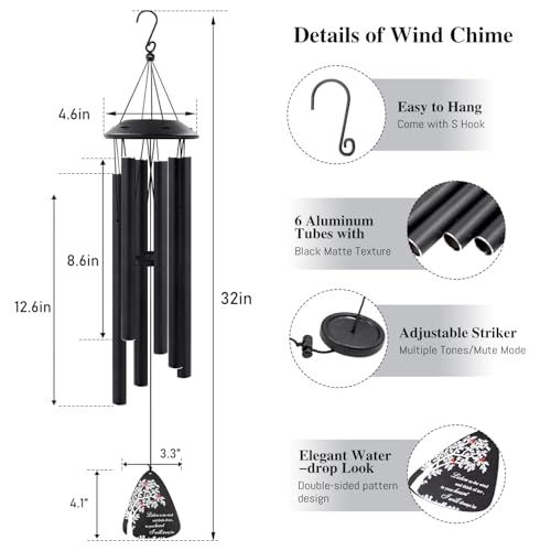 Howarmer Sympathy Wind Chimes for Loss of Loved One, 32" Memorial Windchimes for Outside, Bereavement Gifts in Memory of Mother Father,Outdoor Chimes Home Garden Patio Decor - Image 3