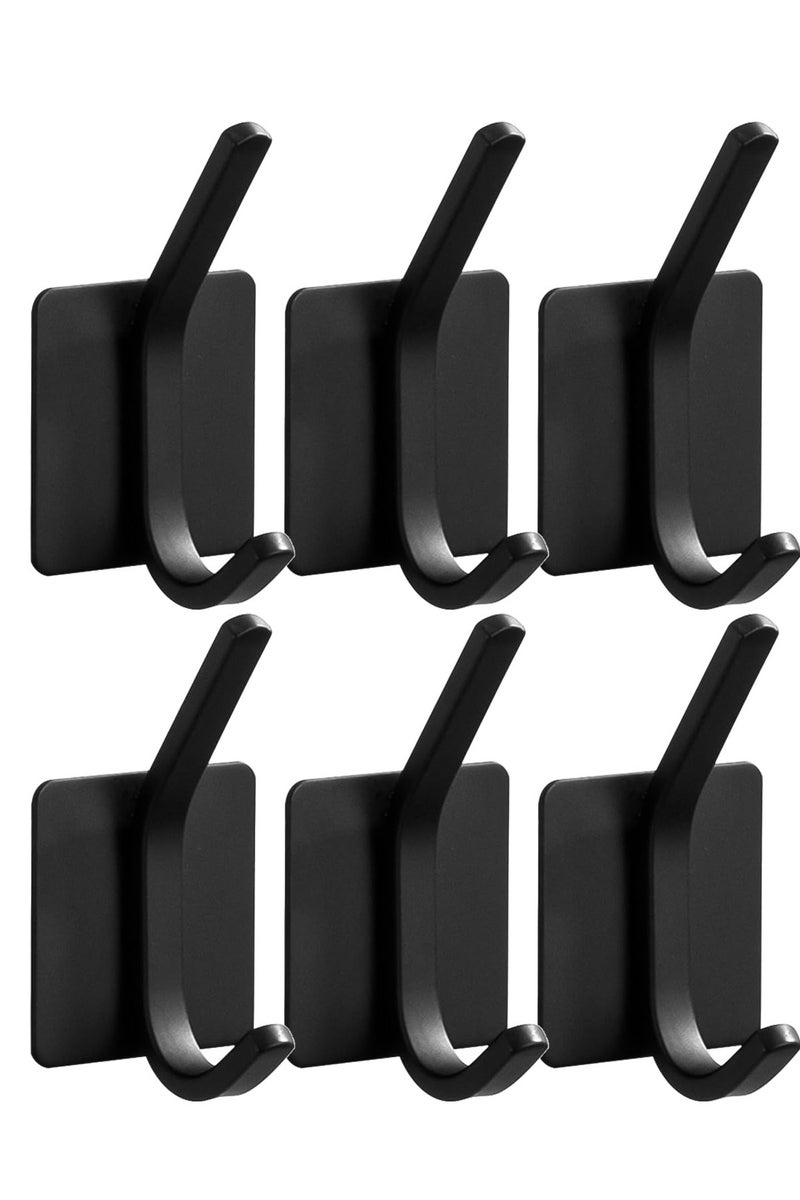 6 Self-Adhesive Towel Hook Wall Hooks, Stainless Steel Adhesive Bathroom Shower Hooks, Heavy Duty Wall Hooks for Wall Door, Waterproof Nail Free Towel Hook for Towel - Image 1