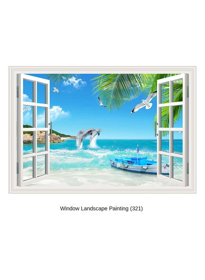 Bluejw Ci Yan Stickers Three-dimensional Fake Window Wall Stickers Decorative Painting Bedroom Living Room Dining Room Background Wall Self-adhesive Landscape Mural - Image 1