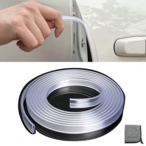 Winunite 32.8Ft(10M) Car Door Edge Guards Clear, Fit Most Vehicles, Self-Adhesive PVC, U-Shaped Automotive Trim Transparent Car Door Edge Protector for Trucks SUV Sedans - Image 1