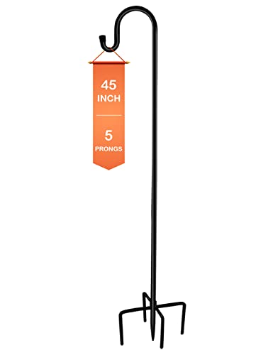 Ottsuls Bird Feeder Pole, 45 INCH Heavy Duty Shepherds Hooks for Outdoor with 5 Prong Base, Adjustable Stand Hanger for Garden Plant, Hummingbird Feeder, Lantern, Hanging Wedding Decor (1 Pack) - Image 1