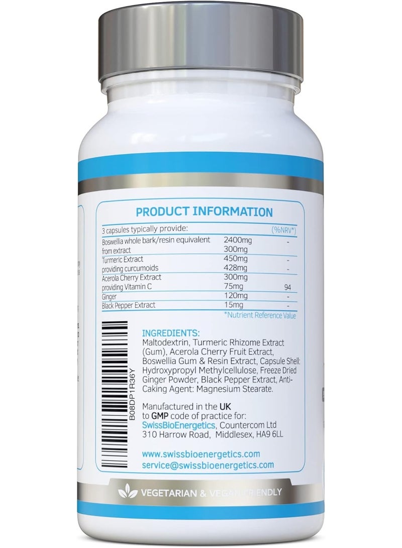 swiss bioenergetics Boswellia & Turmeric Complex – 90 Capsules – Super High Strength Curcumin containing Minimum 95% Curcumoids & 65% Boswellic Acid - Image 3