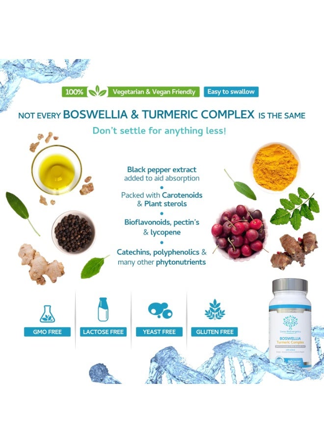 swiss bioenergetics Boswellia & Turmeric Complex – 90 Capsules – Super High Strength Curcumin containing Minimum 95% Curcumoids & 65% Boswellic Acid - Image 1