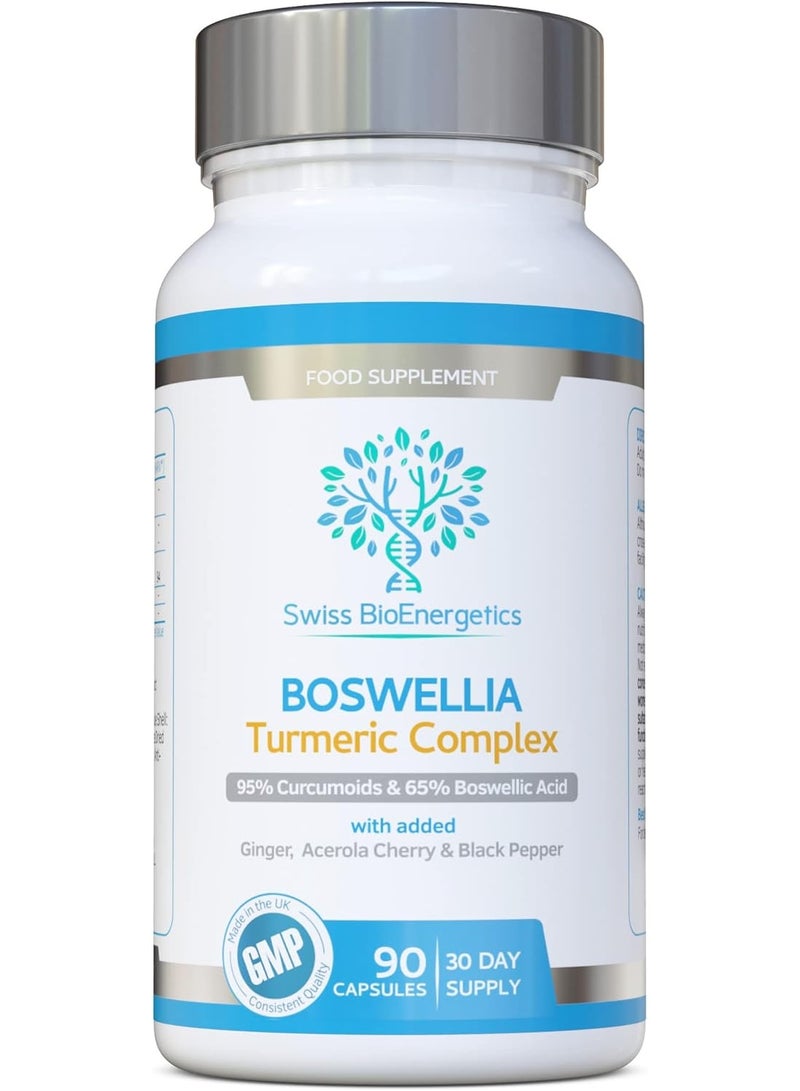 swiss bioenergetics Boswellia & Turmeric Complex – 90 Capsules – Super High Strength Curcumin containing Minimum 95% Curcumoids & 65% Boswellic Acid - Image 2