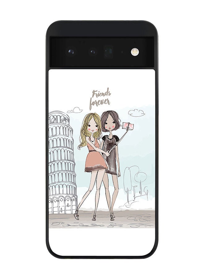 Stylizedd Rugged Black edge case for Google Pixel 6 5G Slim fit Soft Case Flexible Rubber Edges Anti Drop TPU Gel Thin Cover - Friends Forever - Image 1