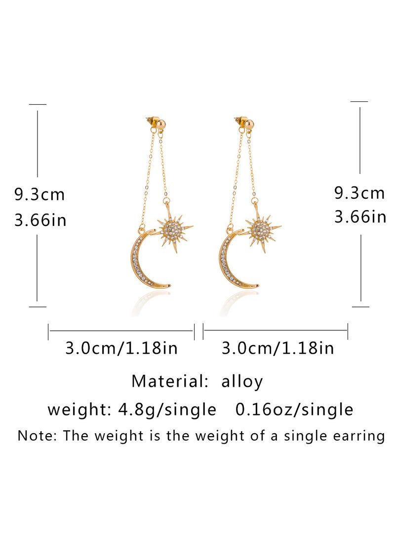SYOSI - Dainty Long Dangle Earrings for Women Girls, Fashion Jewelry, C ute Gold Silver dangly, Upgrade Moon Stars Sun Earring, Fashion Long Drop Dangle, Earring Set - Image 1