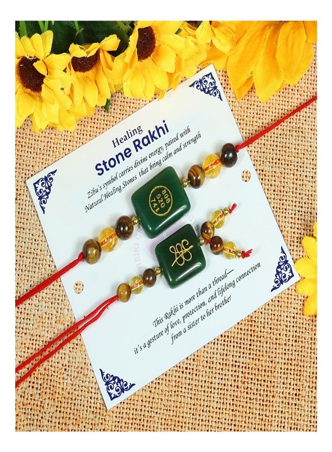 Crystu Couple Band Set Crystal Healing Wealth Money Magnet Lumba Bracelet Natural Tiger Eye with Citrine Stone Band Pack of 2 pc - Image 3