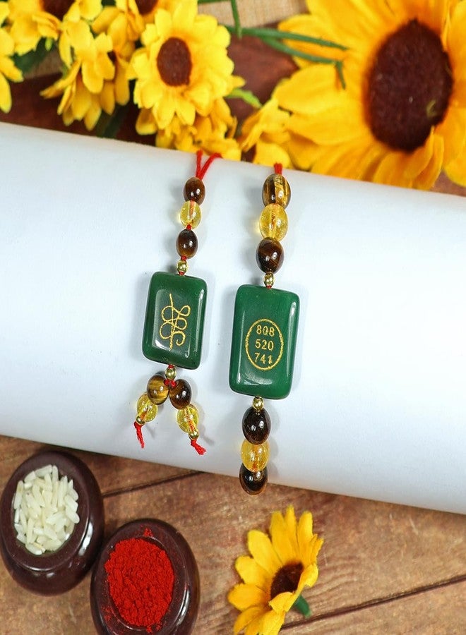 Crystu Couple Band Set Crystal Healing Wealth Money Magnet Lumba Bracelet Natural Tiger Eye with Citrine Stone Band Pack of 2 pc - Image 2