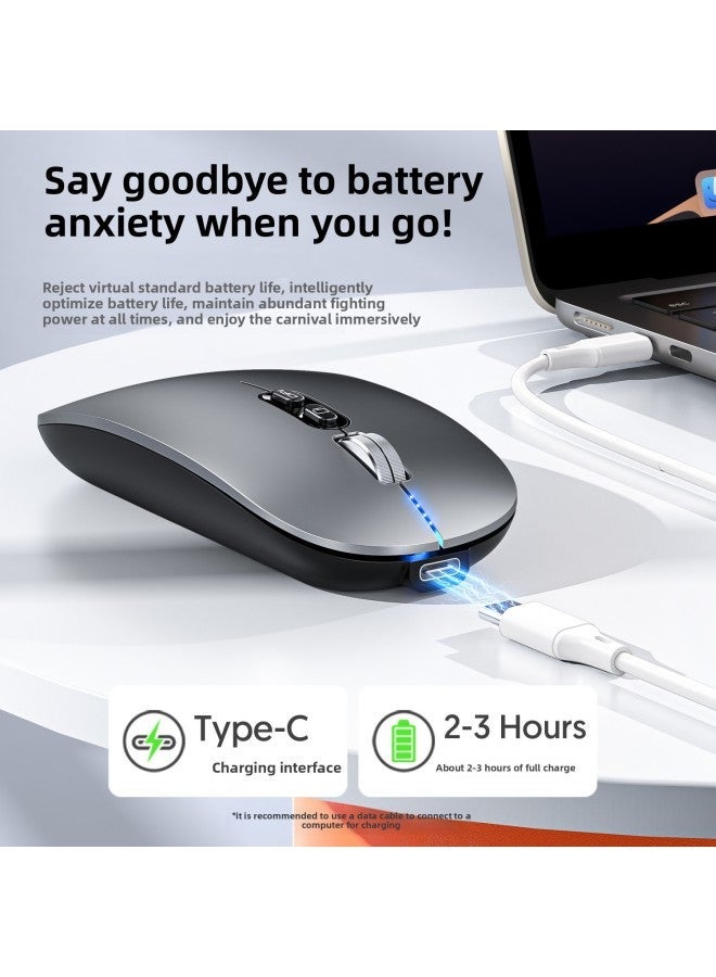 Tiger Cat M103 Wireless Bluetooth Three-Mode Mouse Power Display Mute Office Luminous Computer Peripherals Business Gifts-Color:M103 Battery Version (bluetooth Dual Mode) Piano White - Image 3