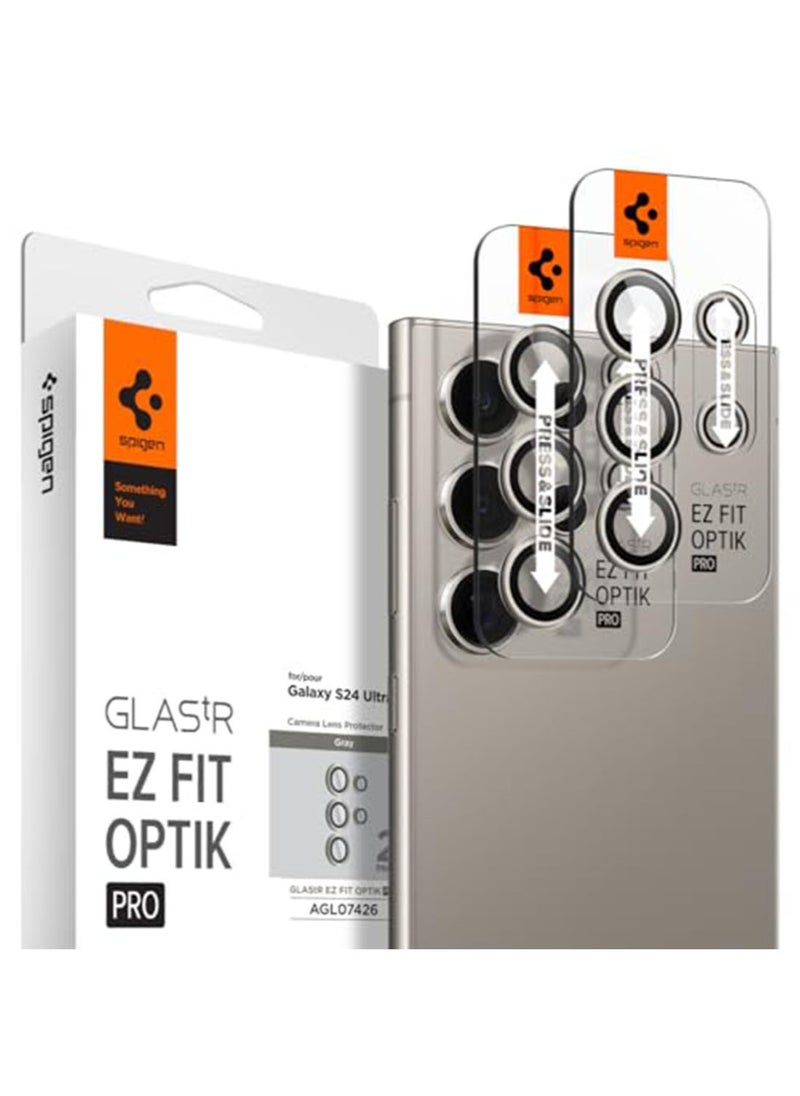Spigen Glastr Ez Fit Optik PRO Samsung Galaxy S24 ULTRA Camera Lens Protector [2 Pack] - Grey  - Image 1