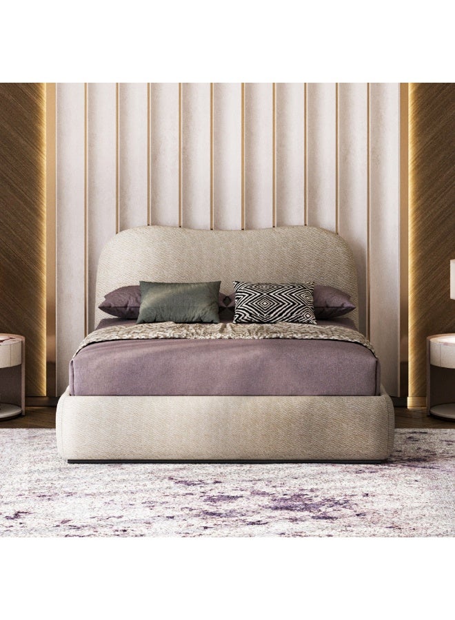 Al Home Super King Bed MDF 200x180x125 cm - Beige - Image 3