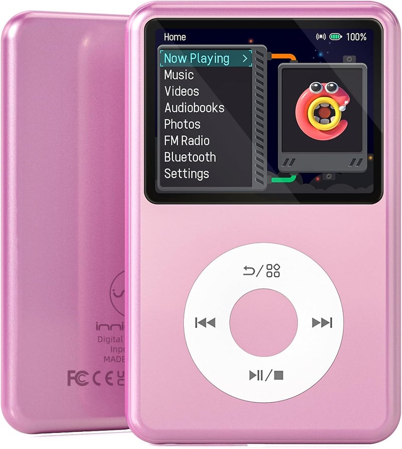 innioasis Mp3 Music Player with Bluetooth 128G Portable Video Digital Music Player Mini HiFi Sound (Purple) - Image 1