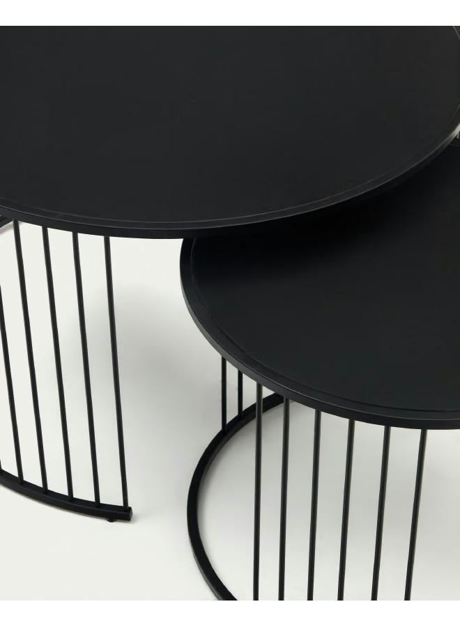 LOFT HADAR,COFFEE TABLE,SET OF 2,GREY,GLASS,BLACK METAL FRAME-T0600006 - Image 3