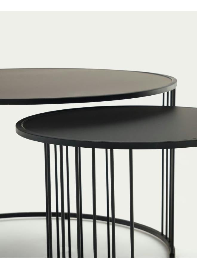 LOFT HADAR,COFFEE TABLE,SET OF 2,GREY,GLASS,BLACK METAL FRAME-T0600006 - Image 4