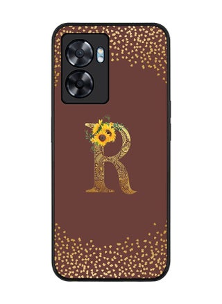 Rugged Black edge case for Oppo A57 Slim fit Soft Case Flexible Rubber Edges Anti Drop TPU Gel Thin Cover - Custom Monogram Initial Letter Floral Pattern Alphabet - R (Brown ) - pzsku/Z532EA4F9470FB4465C19Z/45/_/1676385922/71012bfe-591f-4c9f-8626-618a42b3ddaf