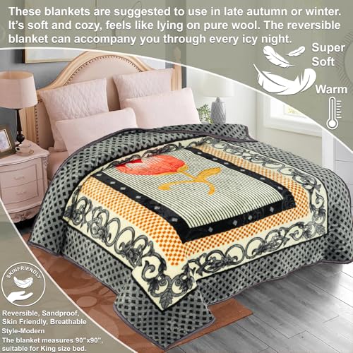 VAS COLLECTIONS® Premium Soft Mink Blanket - Warm & Cozy, King Double Bed, Plush Fleece for Bed, Couch, Sofa - Luxurious Winter Blanket 2.5Kg Multi-2 - Image 2