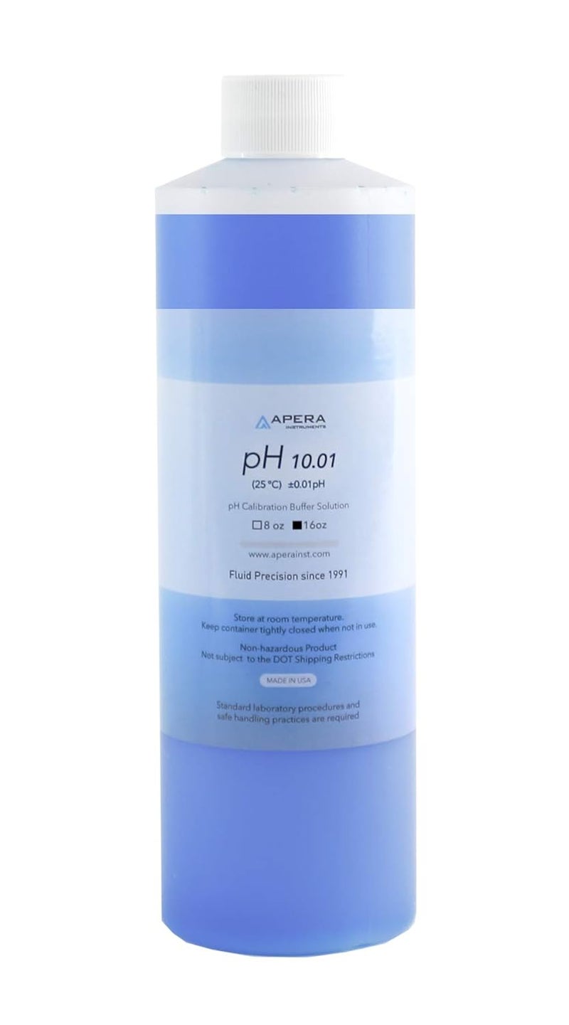 Apera Instruments , LLC-AI1103 Apera Intruments,LLC pH 10.01 Standard Buffer Solution for pH Calibration, 16 oz. Bottle, NIST Traceable, Blue - Image 1