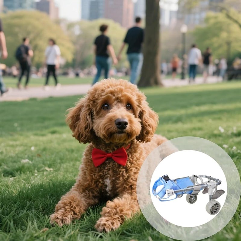 عربة كلاب قابلة للسحب محسنة قابلة للتعديل خفيفة الوزن لمساعدة الحيوانات الأليفة الصغيرة والمتوسطة على الحركة - Image 3