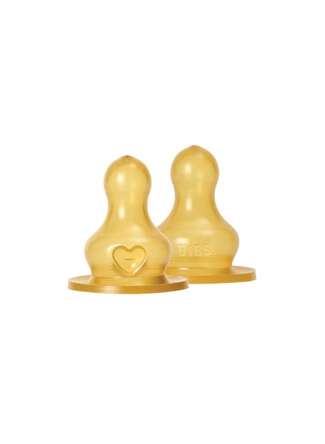 BIBS Baby Bottle Nipple Round Latex 2 pack Fast Flow - Image 1
