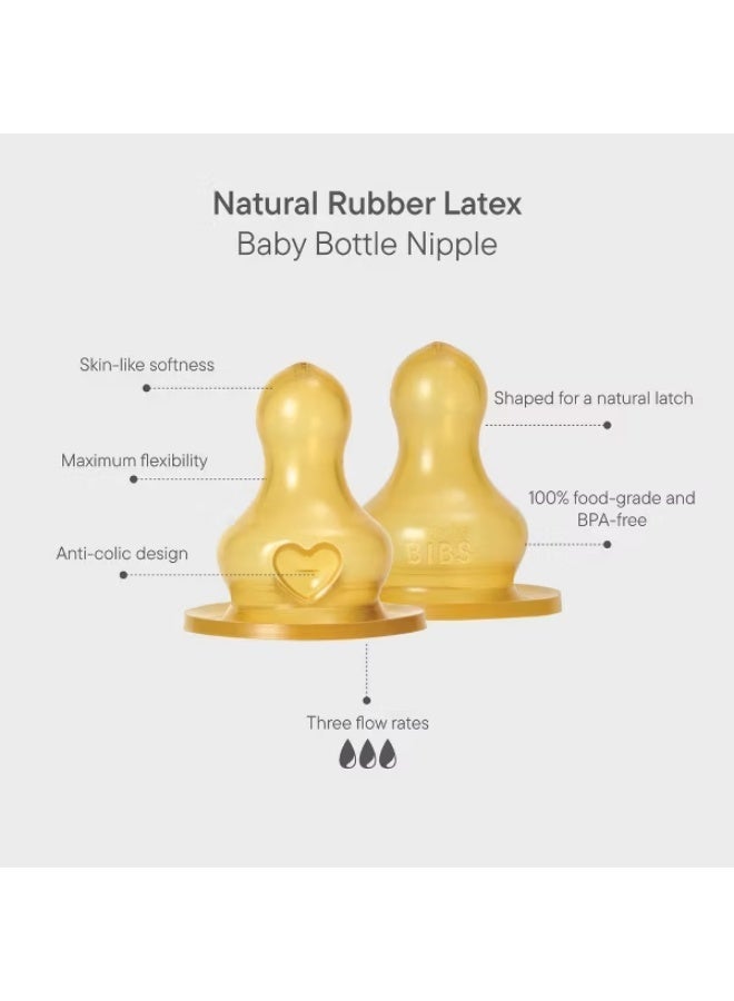 BIBS Baby Bottle Nipple Round Latex 2 pack Fast Flow - Image 3