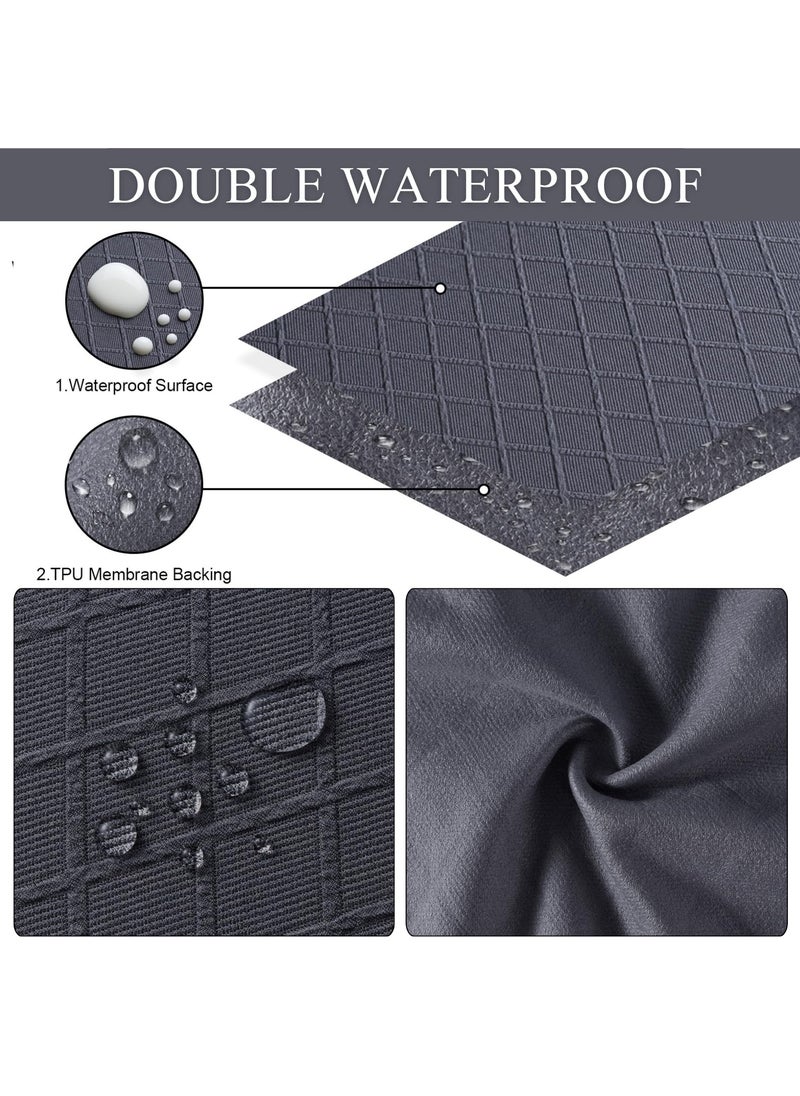 SearchI SearchI Waterproof Dining Chair Seat Covers Set of 4  Washable Stretch Seat Covers for Dining Chairs  Rear-Covered Dining Room Seat Cover Protector(Check Deep Grey)  - Image 2