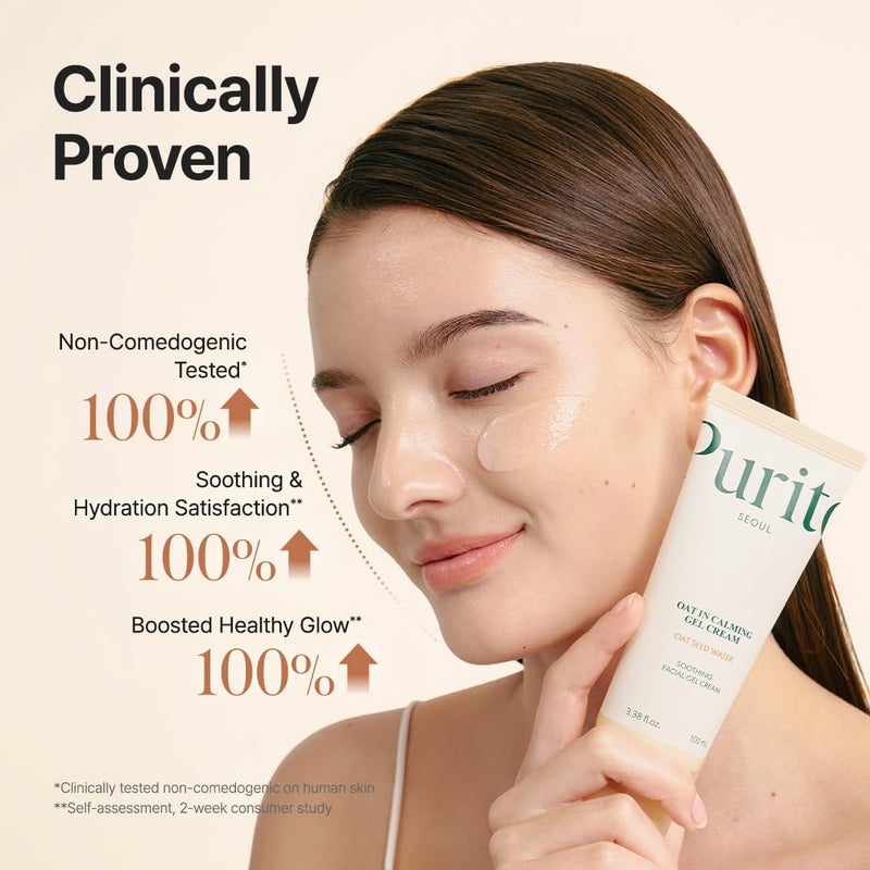 PURITO Oat Calming Gel Cream | Face Moisturizer for Blemish Calm & Lightweight Hydration | All skin types, sensitive and blemish-prone skin | Non-Comedogenic | Korean Skincare, 100mL, 3.38 fl.oz - Image 4