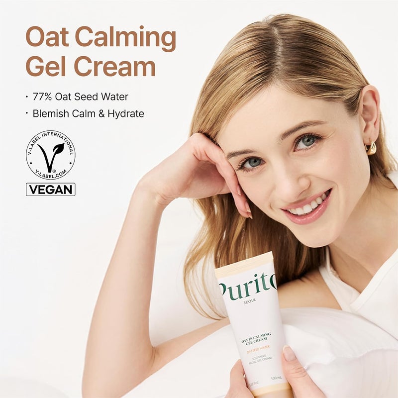 PURITO Oat Calming Gel Cream | Face Moisturizer for Blemish Calm & Lightweight Hydration | All skin types, sensitive and blemish-prone skin | Non-Comedogenic | Korean Skincare, 100mL, 3.38 fl.oz - Image 2