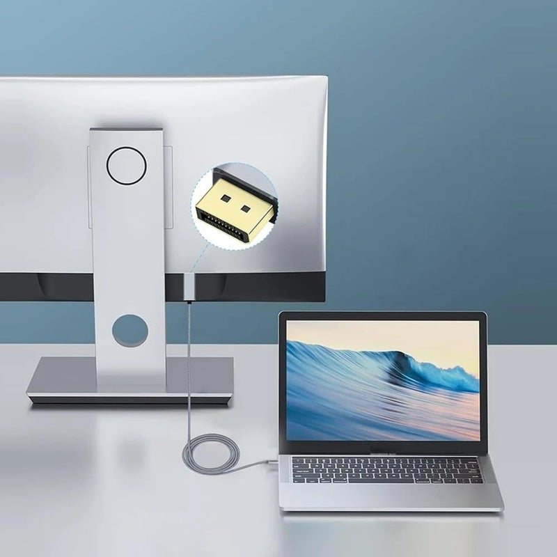 ETZIN ETZIN USB C to DisplayPort Cable 8K@60Hz,30Hz,4K 144Hz 120Hz Thunderbolt3 to Displayport Cable,USB Type C to DP Cable Thunderbolt3 Compatible with MacBook. EPL-1094TC - Image 2