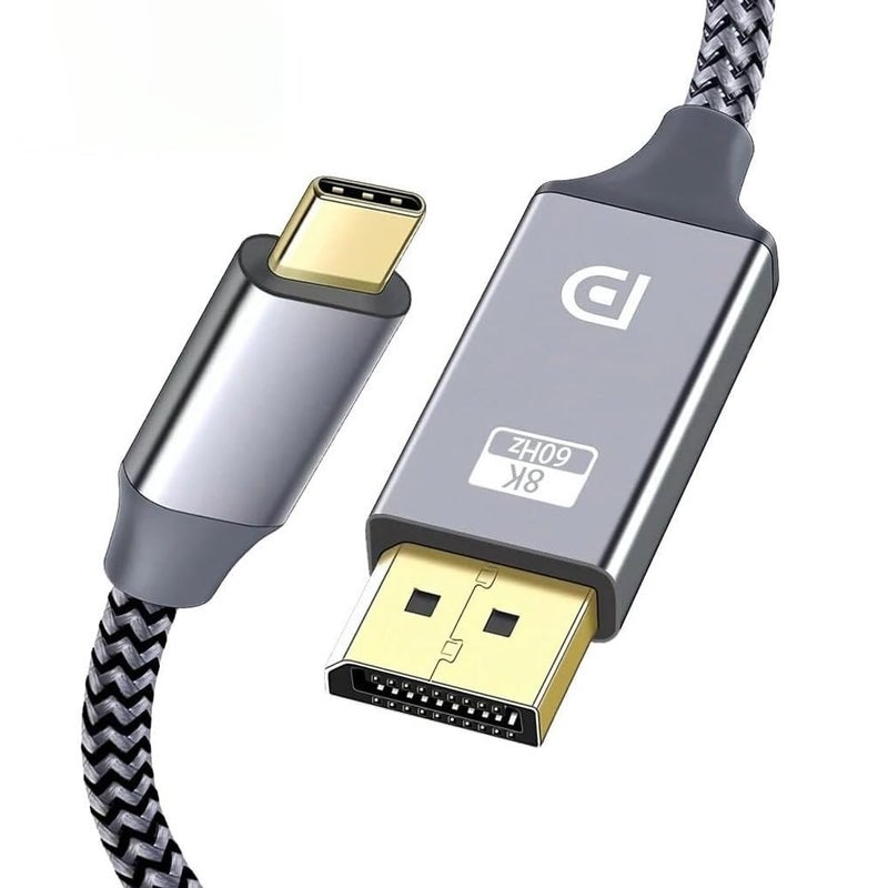 ETZIN ETZIN USB C to DisplayPort Cable 8K@60Hz,30Hz,4K 144Hz 120Hz Thunderbolt3 to Displayport Cable,USB Type C to DP Cable Thunderbolt3 Compatible with MacBook. EPL-1094TC - Image 1