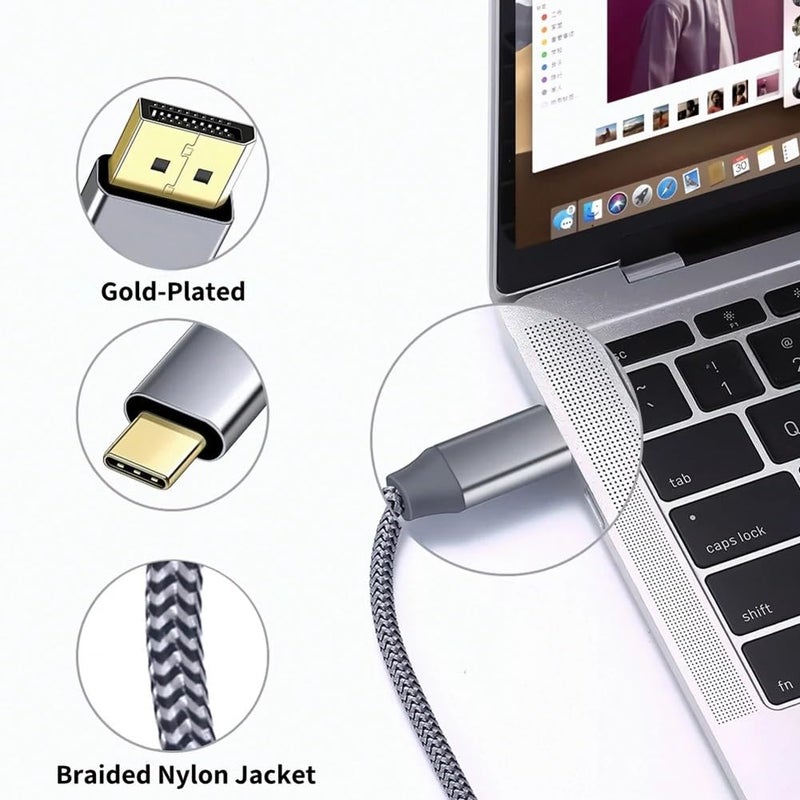 ETZIN ETZIN USB C to DisplayPort Cable 8K@60Hz,30Hz,4K 144Hz 120Hz Thunderbolt3 to Displayport Cable,USB Type C to DP Cable Thunderbolt3 Compatible with MacBook. EPL-1094TC - Image 5