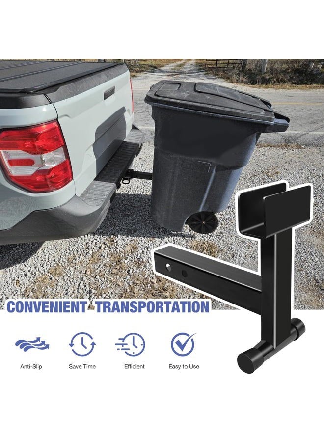 TNCZHYLX 2" Trash Can Hauler Hitch, Trash Can Hitch, Trash Can Hauler, Garbage Hauling Towing Hitch Attachment,Trash Tow Truck Grab Hook Receiver Fit for Lawn Mower Garden Tractors (Black) - Image 3