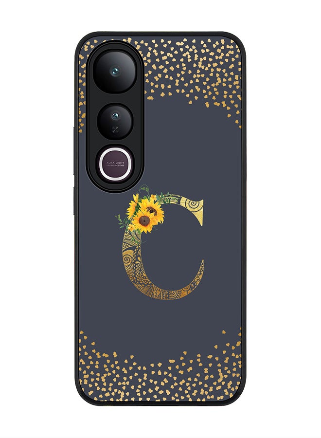 Stylizedd For vivo V50 Lite Case,Slim fit Camera Protection, Shockproof Thin Phone cover  - Custom Floral Monogram - C  (Grey ) - Image 1