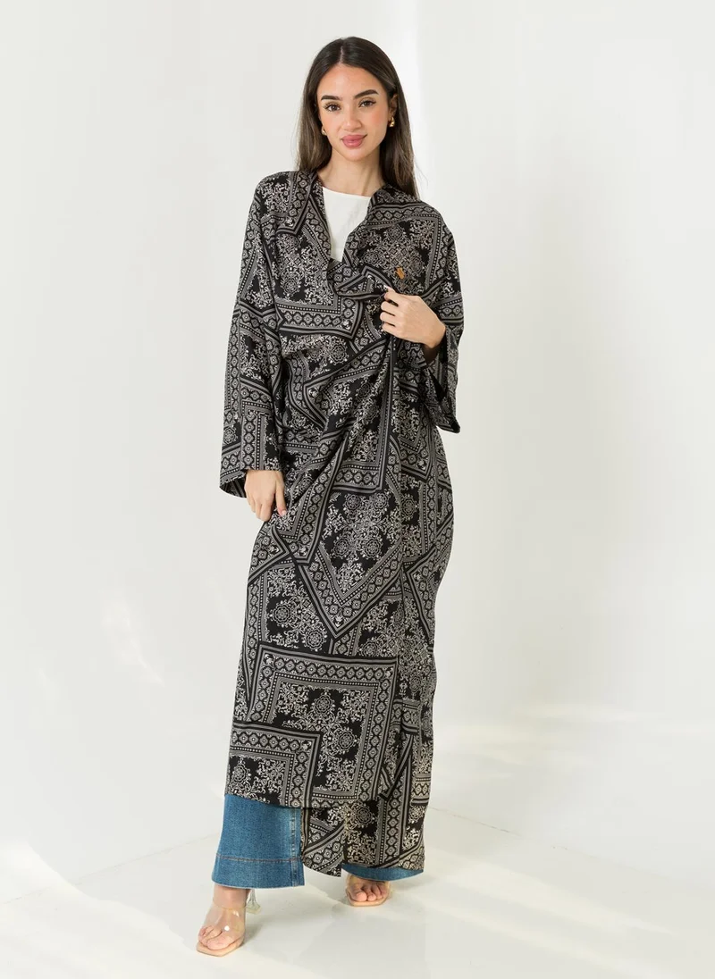 Kaafmeem Black Bandana Wide-fit Abaya