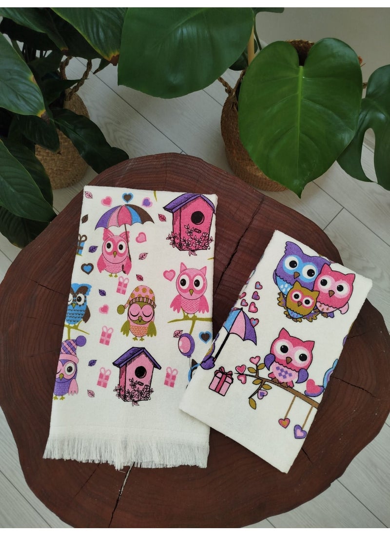 Cnr Garden 2-Piece Cotton Printed Towel Set 30X50-40X60 cm Hand Face Kitchen Towel Soft Patterned Water Absorbent Set  - Image 2