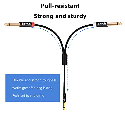 Devinal 3.5mm TRS to Dual 1/4"(6.35mm) TS Y-Cable, 1/8" to Two 6.35mm Mono Stereo Splitter Cord, Compatible for Computer Sound Cards, CD Players, Multimedia Speakers and Home Stereo Systems 3FT - Image 5