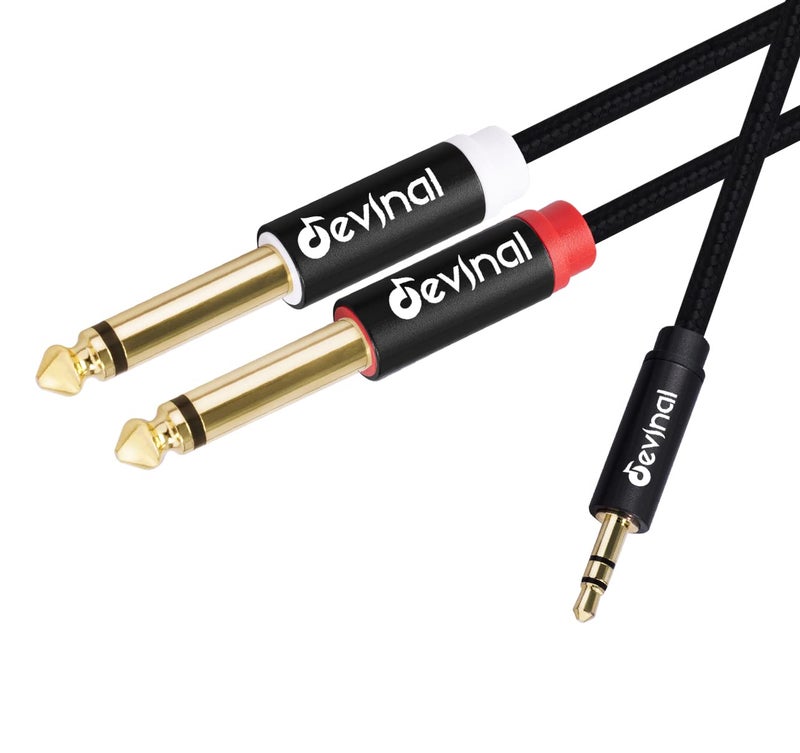 Devinal 3.5mm TRS to Dual 1/4"(6.35mm) TS Y-Cable, 1/8" to Two 6.35mm Mono Stereo Splitter Cord, Compatible for Computer Sound Cards, CD Players, Multimedia Speakers and Home Stereo Systems 3FT - Image 1