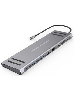 onten ONTEN Dock Station, 13 in 1 USB C Docking Station ,USB C Network Hub with HDMI VGA PD(3.0),4*USB 2*USB C，10/100M Gigabit. Laptop Stand for MacBook iPad Surface pro and More Windows Laptop  - Image 1