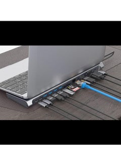 onten ONTEN Dock Station, 13 in 1 USB C Docking Station ,USB C Network Hub with HDMI VGA PD(3.0),4*USB 2*USB C，10/100M Gigabit. Laptop Stand for MacBook iPad Surface pro and More Windows Laptop  - Image 3