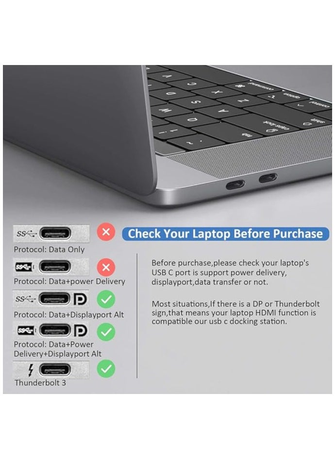 onten - ONTEN Dock Station, 13 in 1 USB C Docking Station ,USB C Network Hub with HDMI VGA PD(3.0),4*USB 2*USB C，10/100M Gigabit. Laptop Stand for MacBook iPad Surface pro and More Windows Laptop - Image 1