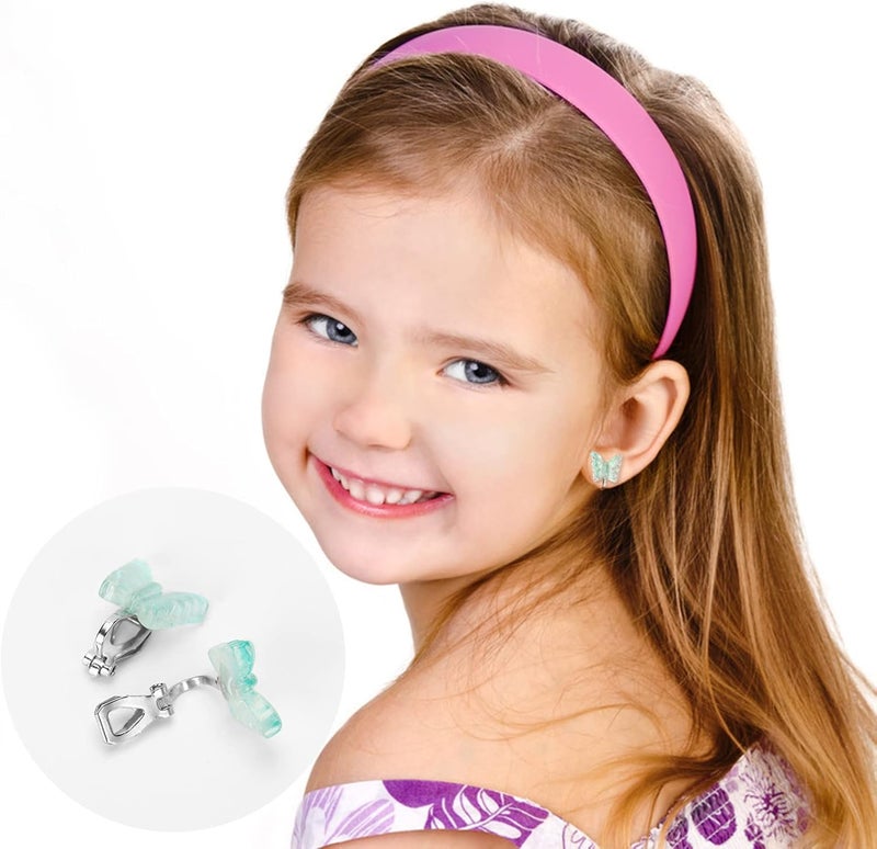 Wingchold 6Pairs Crystal Unicorn Clip On Earrings for Little Girls, Rainbow Clip-on Jewelry Butterfly Earrings Toddler Girls Dress Up Jewelry - Image 4