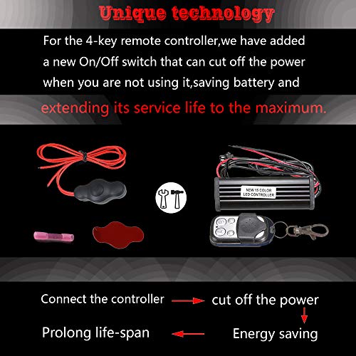 NBWDY 6Pcs Motorcycle Led Light Kits Strips Wireless RF Remote Control Waterproof RGB Multi-Color Neon Accent Glow Ground Effect Atmosphere Underglow Lights for Motocycle Golf Cart ATV - Image 3