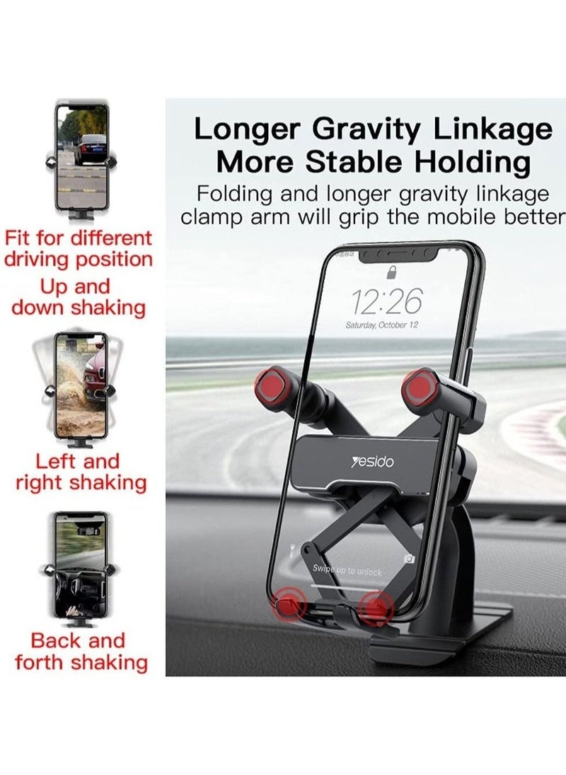 Yesido C90 Car Gravityt Mount Cell Phone Holder Vertical&Horizontal Gravity for iPhone 11/11Pro/11Pro Max/Xs X XR 6S 7 Plus 8 All Samsung Mobiles/All Xiaomi Mobiles - Image 4