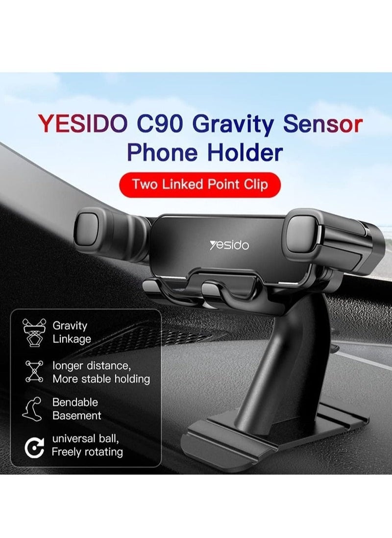 Yesido C90 Car Gravityt Mount Cell Phone Holder Vertical&Horizontal Gravity for iPhone 11/11Pro/11Pro Max/Xs X XR 6S 7 Plus 8 All Samsung Mobiles/All Xiaomi Mobiles - Image 2