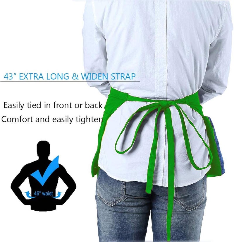 BOHARERS Waist Apron with 3 Pockets - Black Waitress Waiter Server Short Aprons - Image 3