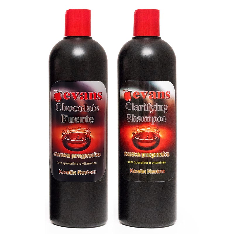 evans COMBO PACK Brazilian Keratin Hair Smoothing Treatment Blowout Straightening System â€“ Strong 16 fl oz + Clarifying Shampoo 16 fl oz.â€¦