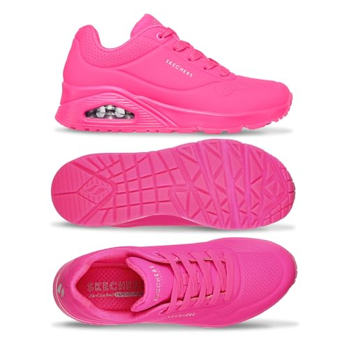 SKECHERS حذاء سنيكرز سكيشرز للنساء أونو-نايت شيدز مع رغوة الذاكرة المبردة، نعل وسطى سكيش-إير، الجزء العلوي من دورابوك، وردي ساخن، 10 عريض - Image 3